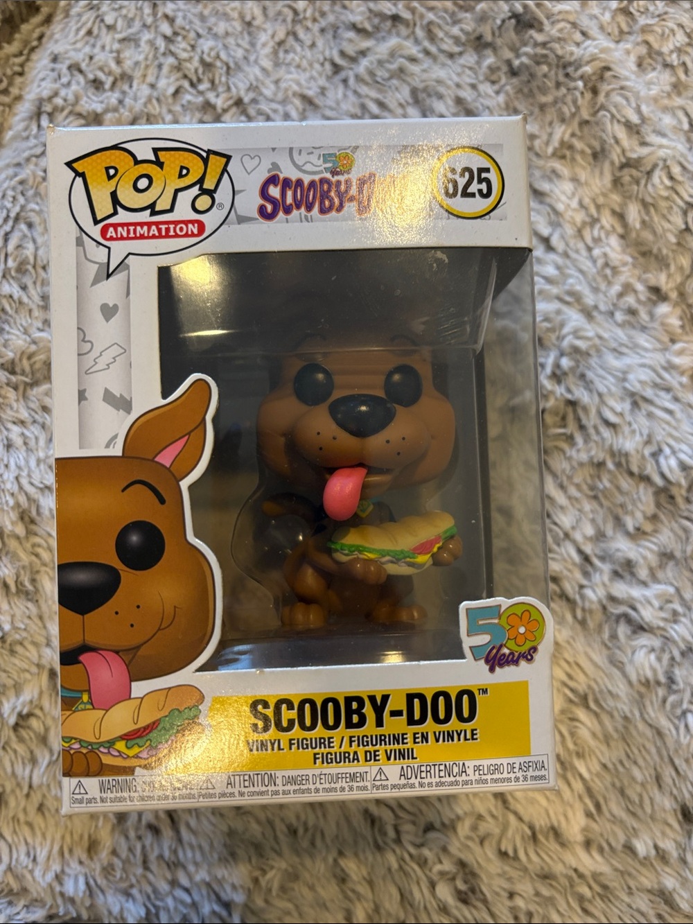 Funko Pop Animation Scooby-Doo 625 50th Anniversary Brown New With Sandwich